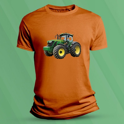 Sandratex Dětské tričko s potiskem Zelený traktor 2 Oranžová