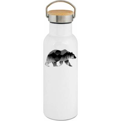123TRIKO termoska Medvěd s horskou krajinou, černý tisk 500 ml