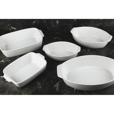 MASTERPRO Zapekacia miska FOODIES 21x7,5x32cm kamenina biela