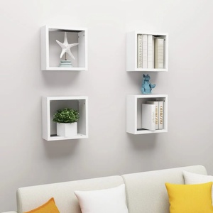 vidaXL Стенни кубични рафтове, 4 бр, бели, 30x15x30 см (806999)