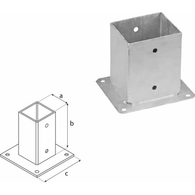 Domax zaskrutkovacia pätka stĺpika so štvorcovou základňou PSP 120 - 121 x 150 x 180 x 2.0 mm