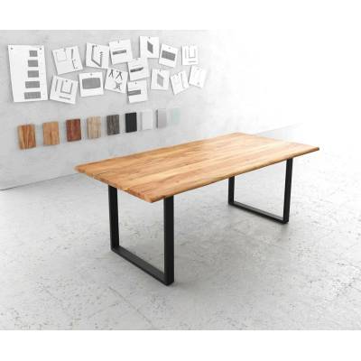 DELIFE Jídelní stůl Edge 200x100 cm přírodní akácie kov černá