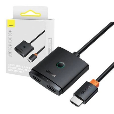 Baseus HDMI адаптер Baseus, 2в1, с 1 м кабел, Черен (B01331105111-01)