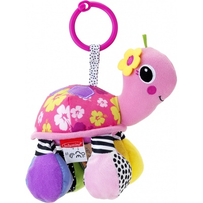 Infantino Бебешка мека играчка Infantino - Розова костенурка с огледало (IN005053)