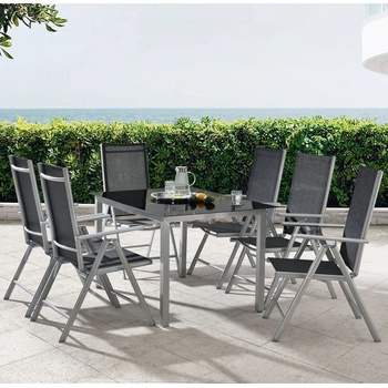Goleto Zahradní hliníková sestava Milano stůl + 6 židlí stříbrno-šedá