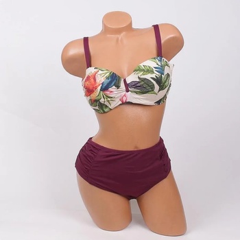 Image 1 of Макси бански в бежово и бордо с цветя - чашка d