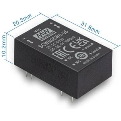 Mean Well SCWN06W8-05 Měnič DC/DC modulový 6W 5V