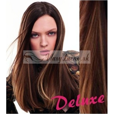 DELUXE melírované tmavý melír Clip in vlasy na predĺženie 60-63 cm
