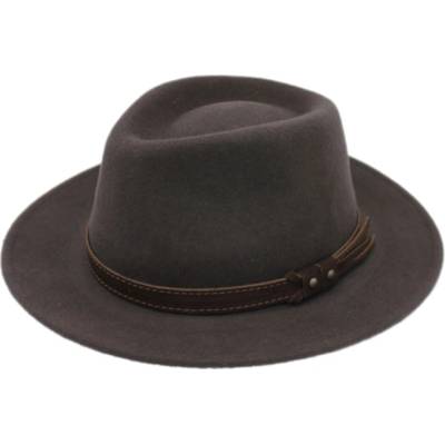 Fiebig Headwear since 1903 Nepromokavý klobouk fedora z vlny hnědý