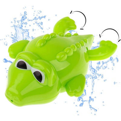 FunPlay 6948 Plávajúci krokodíl do kúpeľa naťahovací 12 x 7,zelený 5 cm