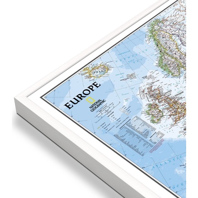 National Geographic Evropa - nástěnná mapa Classic 118 x 92 cm Varianta: mapa v hliníkovém rámu, Provedení: bílý rám