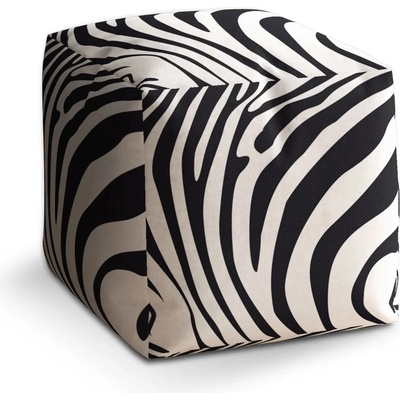 Sablio Taburet Cube Vzor zebry: 40x40x40 cm