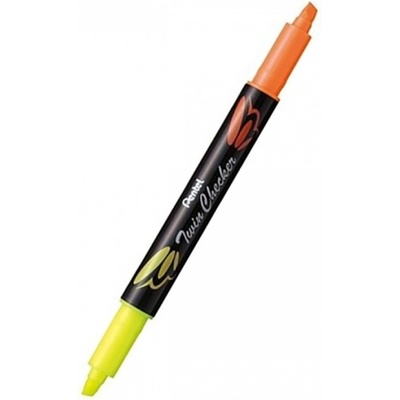 Pentel Двулицев маркер Pentel Twin Checker жълт и оранжев, 1.0 - 3.5 mm, за всички типове хартия