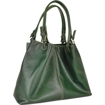 Dámska kožená kabelka shopper ručne farbená a tieňovaná tmavo zelená