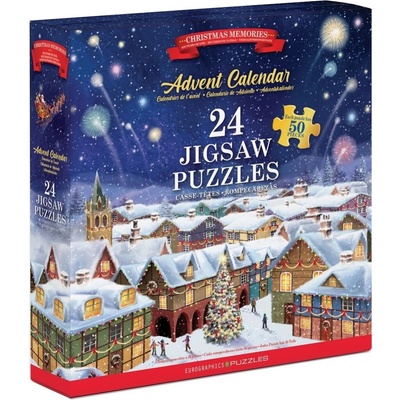 EUROGRAPHICS Puzzle Adventný kalendár Vianočné mesto 24x50 dielov