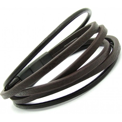 Steel Jewelry náramek pánský hnědý kožený s kombinací chirurgické oceli NR231022