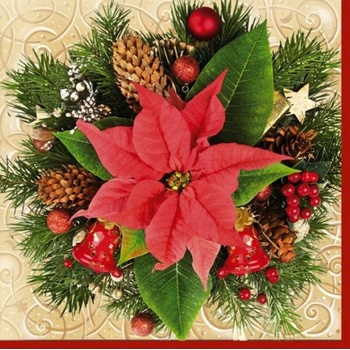 DAISY SDGW 002601 Red Poinsettia servítky 3V vianočné 20ks 33x33cm