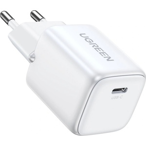 UGREEN Захранване за ел. мрежа с USB-C изход с технология за бързо зареждане (бял) - Ugreen Nexode GaN Fast Wall Charger 30W