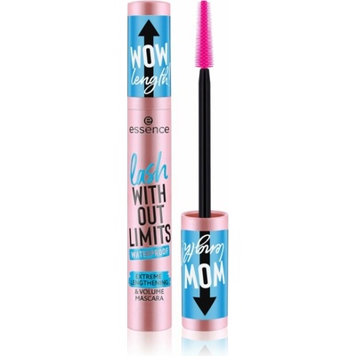 essence lash WITHOUT LIMITS WATERPROOF objemová a predlžujúca riasenka vodeodolná 03 Black Waterproof 13 ml