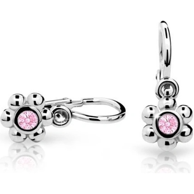 Danfil detské náušnice kvetiny C2031 z bieleho zlata pink brizura