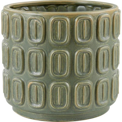 OBI Keramický květináč glazovaný Retro 2 zelený 16 x 14 cm