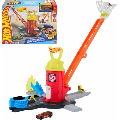 Hot Wheels City Super hasičská stanice + dráha JHL95