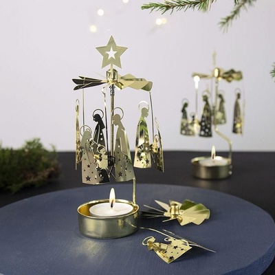 Pluto Design Rotující svícen Gold Holy Family, zlatá barva, kov – Hledejceny.cz