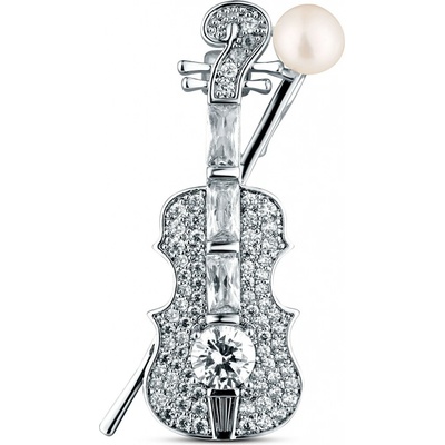 JwL Luxury Pearls Oslnivá perlová brož Housle JL0872 – Zboží Dáma