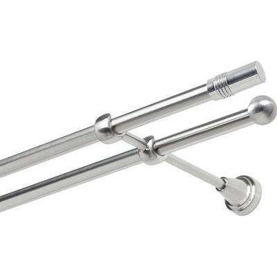 OK-GarnýžeCZ Garnýž kovová dvouřadá 19mm Cylinder nerez 100 cm do stěny / na tunýlek - bez kroužků