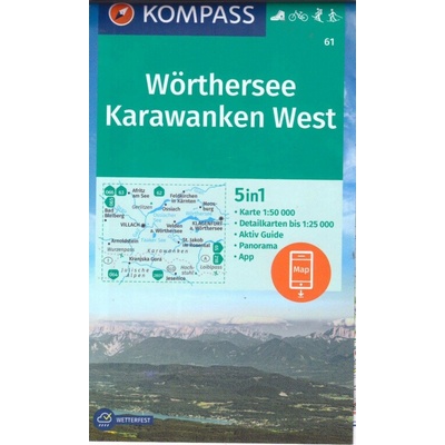 Kompass 61 Wörthersee, Karawanken západ 1:50 000 turistická mapa