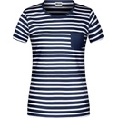 James & Nicholson pruhované tričko z biobavlny 8027 Tmavě modrá biela