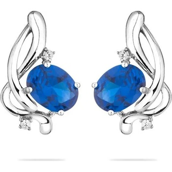 Image 1 of Swan Сребърни обици със син сапфир и цирконий SAP164E Swan