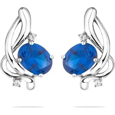 Swan Сребърни обици със син сапфир и цирконий SAP164E Swan