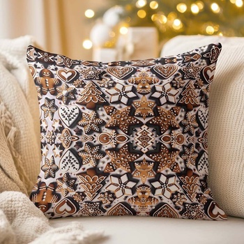 Biante Saténová LUP-501 Vianočné perníčky na sivom 40 x 40 cm