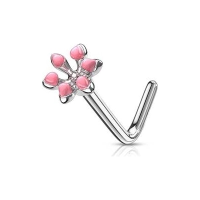 Šperky4U zahnutý piercing do nosu kytička N0129-P