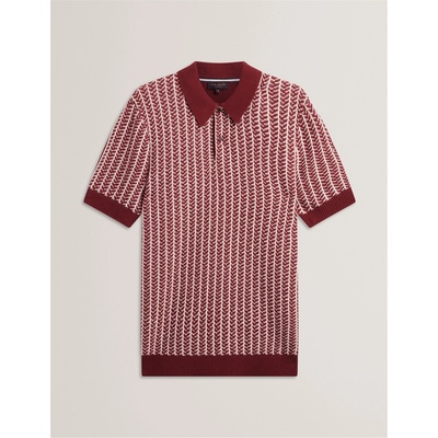 Ted Baker Блуза с яка Ted Baker Men's Herringbone Short-Sleeve Polo Shirt - Maroon
