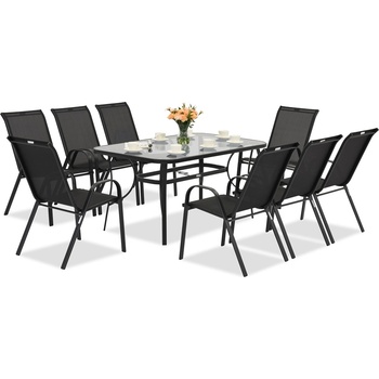 Garden Point Комплект черни метални градински мебели Modena за 8 души Garden Point (GAP1073-8)