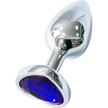 Sunfo - метален анален плъг със сърцевиден тъмновиолетов камък (сребърен)