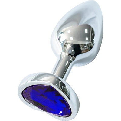 Sunfo - метален анален плъг със сърцевиден тъмновиолетов камък (сребърен)