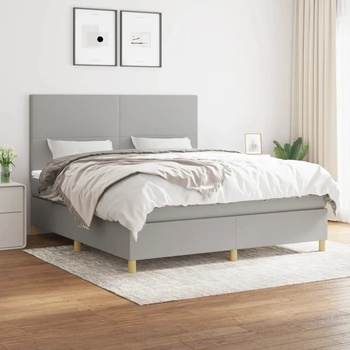 vidaXL Боксспринг легло с матрак, светлосиво, 180x200 см, плат (3142193)