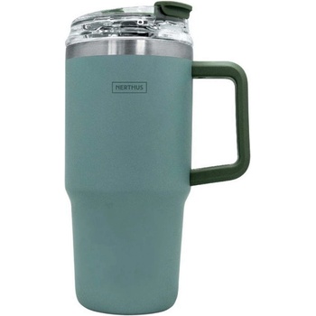 Nerthus 600 мл зелена термочаша с дръжка и сламка Nerthus