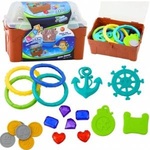 Leantoys Treasure Set In A Chest For Diving Water Fun Brown 21 pcs