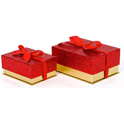 ZET servis Dárková krabička Glitter Brick, 20,5 x 15,6 x 9,6 cm, červenozlatá