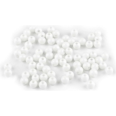 Plastové korálky Ø6 mm, malé, 1 bílá