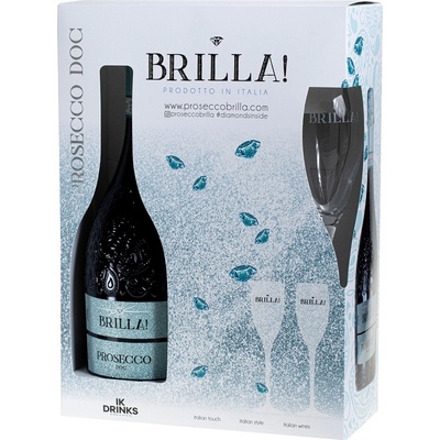 Prosecco Brilla Extra Dry 11% 0,75 l (dárkové balení 2 sklenice)