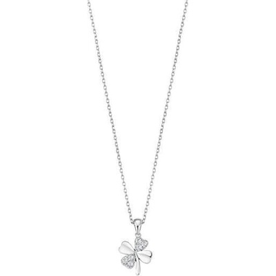 Lotus Silver Nežný strieborný náhrdelník s čírymi zirkónmi štvorlístok LP3108-1 / 1
