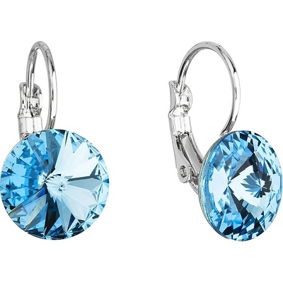 Evolution Group náušnice bižutéria so Swarovski kryštálmi modré okrúhle 51002.3 aqua