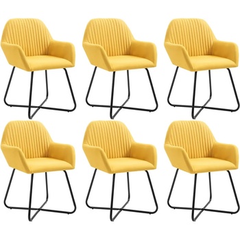 Image 1 of vidaXL Трапезни столове, 6 бр, жълти, плат (277109)