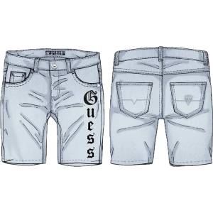 Guess Къси деним панталони за момче в светъл нюанс и голям надпис Guess