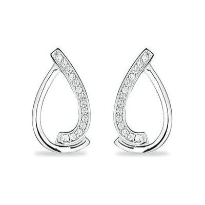 Swan Сребърни обици с циркони JT7352E Swan